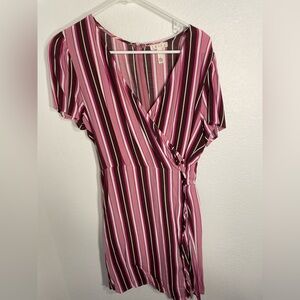Leith Pink and Brown Striped Mini Dress size 8